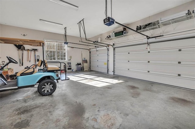 garage with a garage door opener