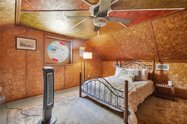 1000 Union St, Brunswick, GA 31520 - bedroom with vaulted ceiling, carpet, and a ceiling fan