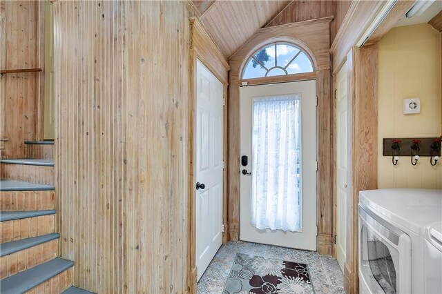 1000 Union St, Brunswick, GA 31520 - washroom with washer and clothes dryer and wood walls