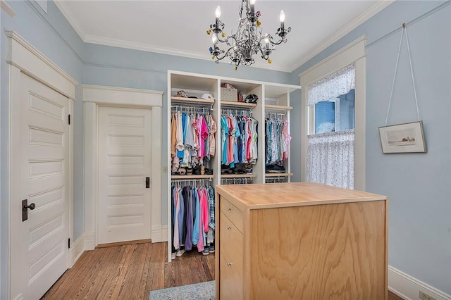 1000 Union St, Brunswick, GA 31520 - walk in closet featuring a chandelier and wood finished floors