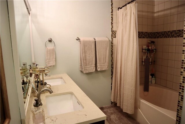 102 Avalon Ct, Kingsland, GA 31548 - full bathroom with shower / bath combination with curtain and double vanity