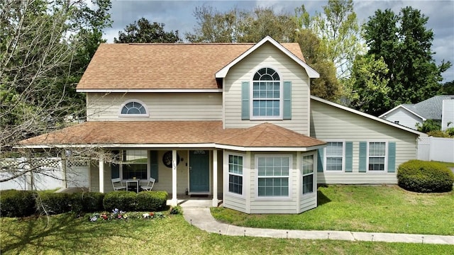 102 Avalon Ct, Kingsland, GA 31548 - view of front of home featuring a porch, a shingled roof, and a front yard