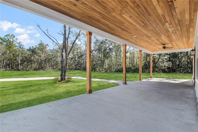 view of patio with ceiling fan