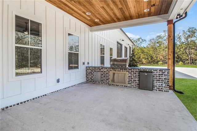 view of patio / terrace featuring exterior kitchen and grilling area