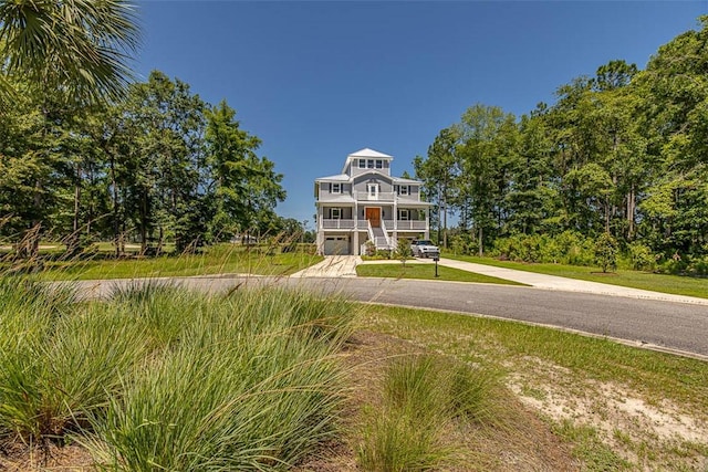 beach home with a garage