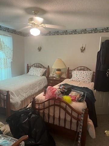 3042 Charing Cross Cross, Brunswick, GA 31525 - bedroom featuring a ceiling fan, a textured ceiling, and carpet