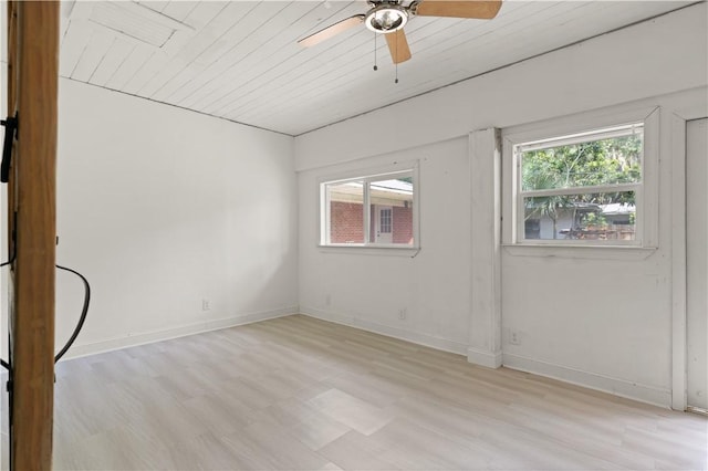 1207 Lanier Blvd, Brunswick, GA 31520 - unfurnished room with ceiling fan, a healthy amount of sunlight, wood ceiling, and light hardwood / wood-style flooring
