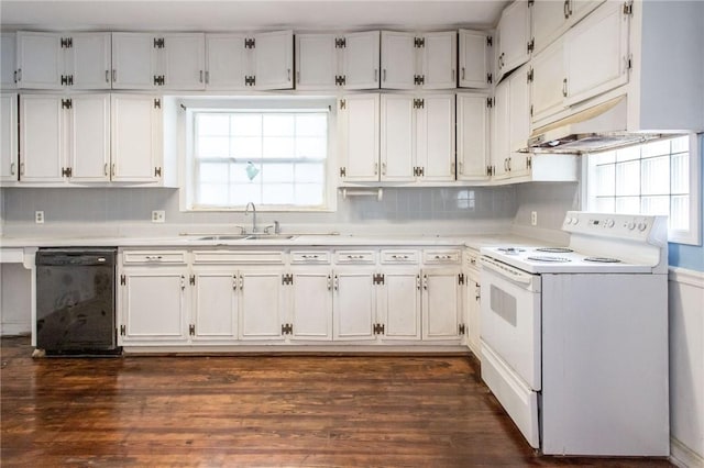 1701 Satilla Blvd, Waycross, GA 31501 - kitchen with white electric range, dishwasher, a sink, and decorative backsplash