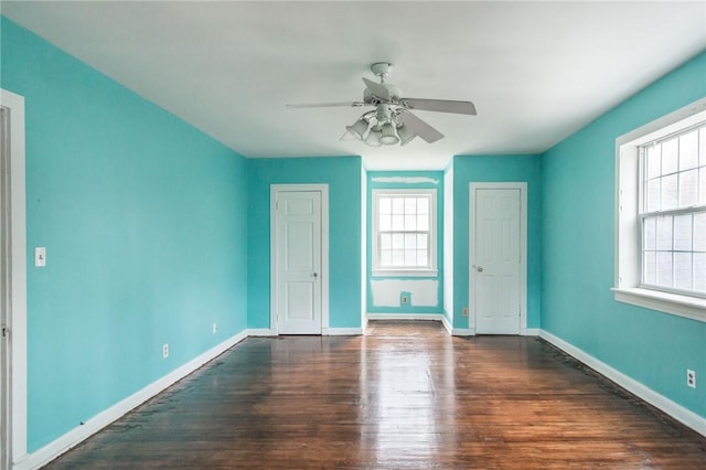 1701 Satilla Blvd, Waycross, GA 31501 - spare room with wood finished floors, ceiling fan, and baseboards