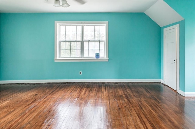 1701 Satilla Blvd, Waycross, GA 31501 - additional living space featuring a ceiling fan, hardwood / wood-style flooring, baseboards, and vaulted ceiling