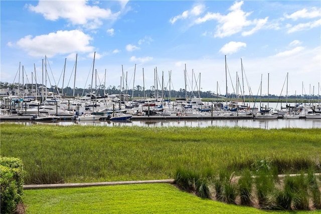 view of dock featuring a water view