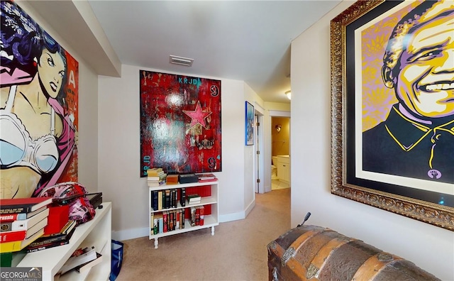 hallway featuring carpet flooring