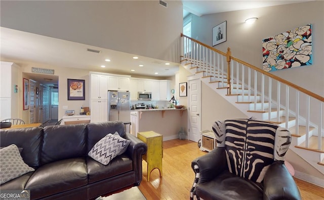 living room featuring light hardwood / wood-style floors