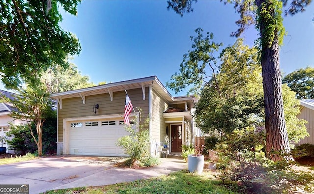 view of front of house with a garage