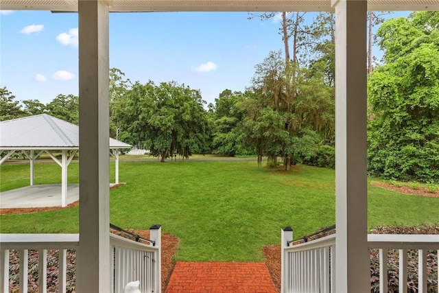 view of yard with a gazebo