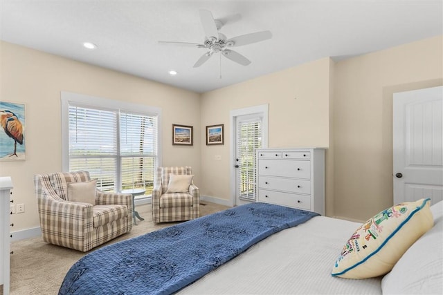 1261 Otter Slide Loop, Townsend, GA 31331 - carpeted bedroom with baseboards, recessed lighting, and ceiling fan