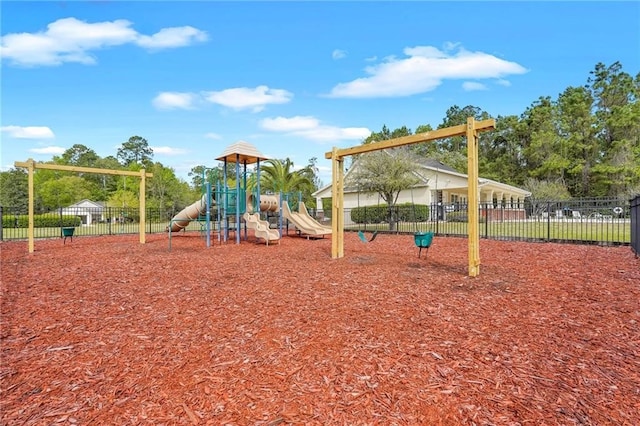 community play area featuring fence