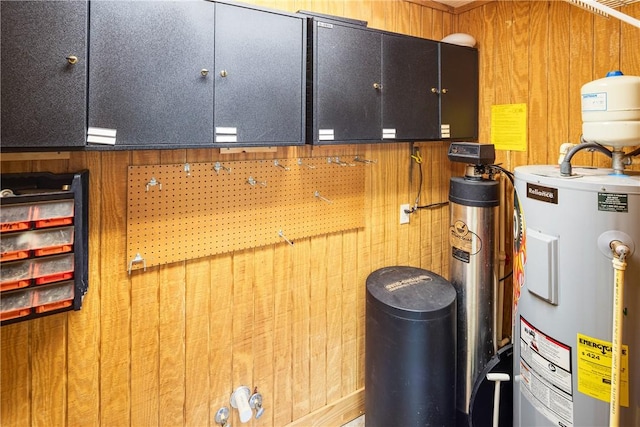 utility room with electric water heater