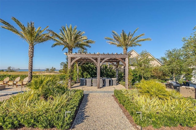 view of community with a pergola