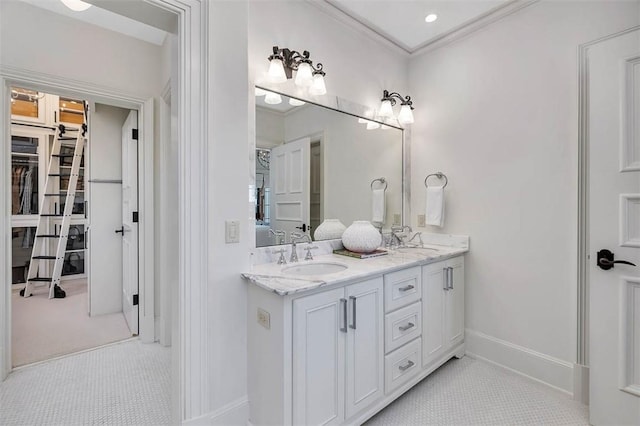 bathroom with vanity and tile patterned floors