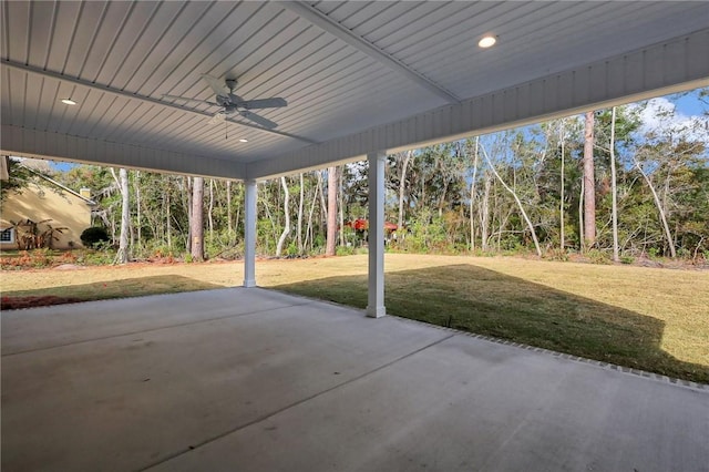 view of patio with ceiling fan