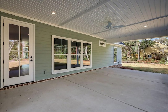 view of patio with ceiling fan