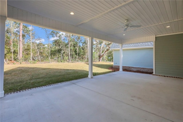 view of patio with ceiling fan