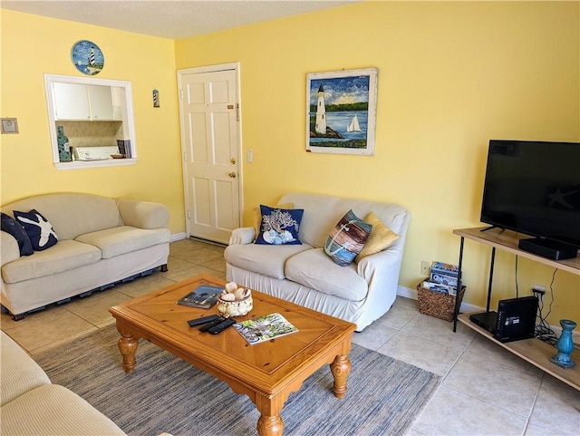 view of tiled living room