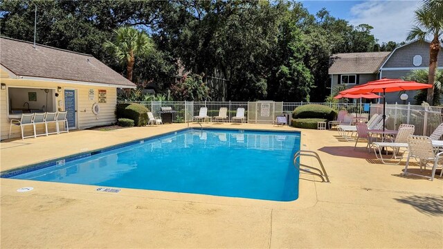 view of pool featuring a patio area