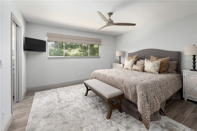 bedroom featuring ceiling fan