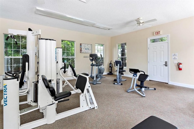132 S Island Square Dr, Saint Simons Island, GA 31522 - gym featuring ceiling fan and a textured ceiling