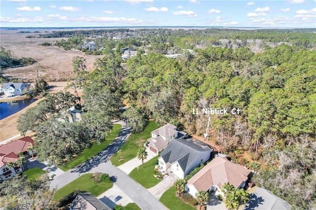 11 Niblick Ct, Saint Simons Island, GA 31522 - view of property location with a forest, nearby suburban area, and a large body of water