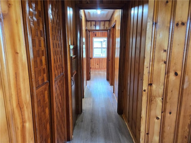554 Blythe Island Dr, Brunswick, GA 31523 - hall with wood finished floors and wood walls