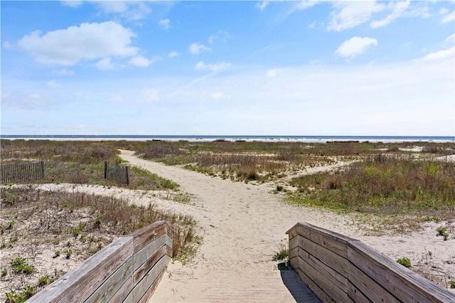 exterior space with a view of the beach