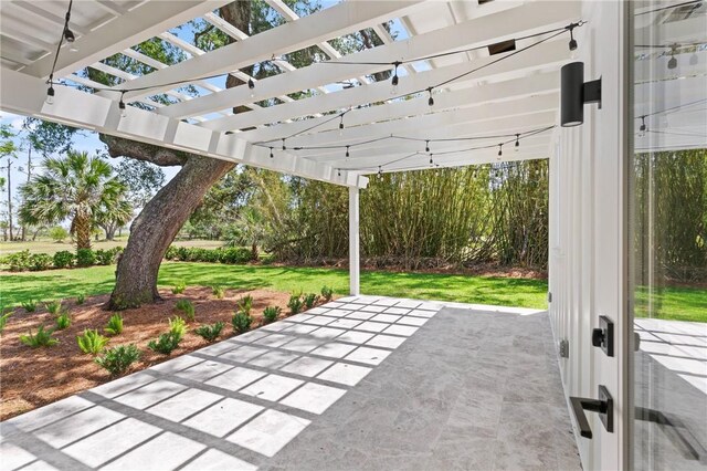 view of patio / terrace featuring a pergola