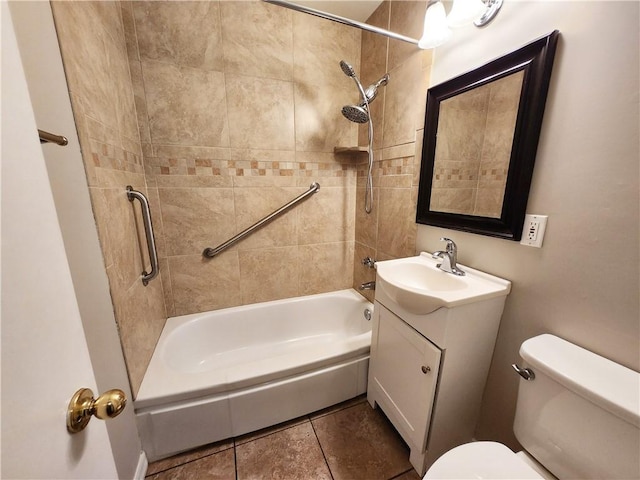 bathroom featuring shower / bathing tub combination, toilet, and vanity