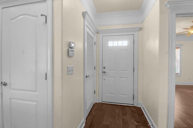 7272 Shellman Bluff Rd NE Unit 17, Townsend, GA 31331 - doorway featuring ornamental molding and dark wood-style flooring
