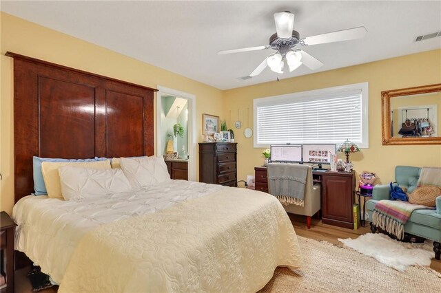 1068 Picnic Ln NE, Townsend, GA 31331 - bedroom with light wood-style flooring, visible vents, and ceiling fan