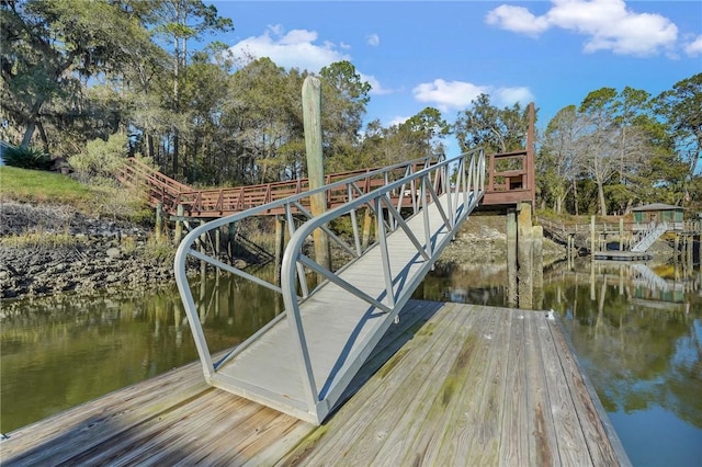 dock area featuring a water view