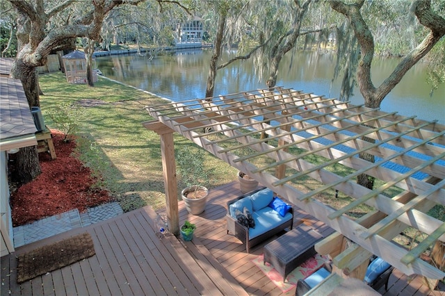 105 Driftwood Pl, Saint Simons Island, GA 31522 - dock with a deck with water view and a yard
