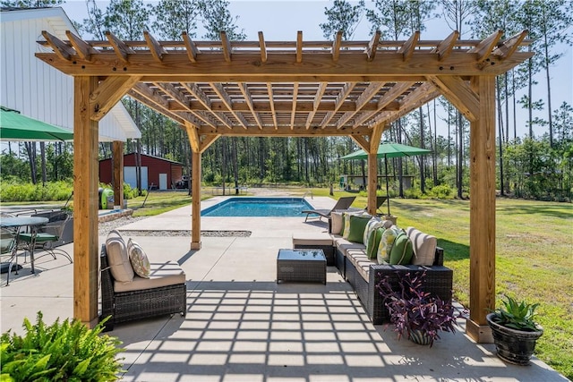 121 Farms Edge Rd S, Manor, GA 31550 - view of patio featuring a pergola, an outdoor hangout area, and an outdoor pool