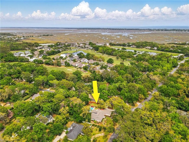 111 Palm Dr, Saint Simons Island, GA 31522 - aerial overview of property's location with a nearby body of water and nearby suburban area