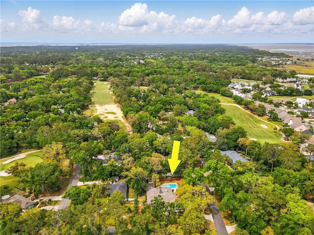 111 Palm Dr, Saint Simons Island, GA 31522 - aerial view of property and surrounding area featuring a golf club and nearby suburban area