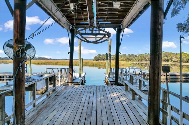 view of dock featuring a water view