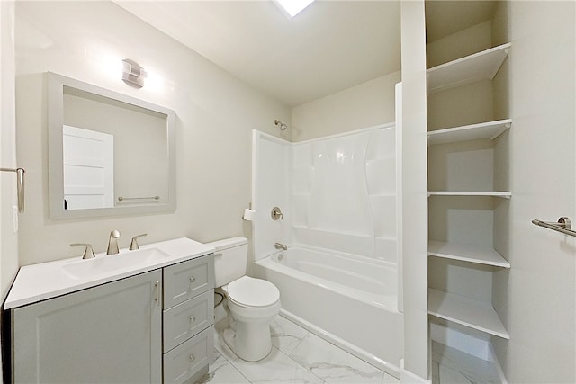 314 Norwich St, Brunswick, GA 31520 - full bath with vanity, marble finish floors, and washtub / shower combination