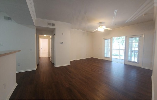 1704 Frederica Rd Unit 422, Saint Simons Island, GA 31522 - unfurnished room featuring dark wood finished floors, a ceiling fan, baseboards, and ornamental molding