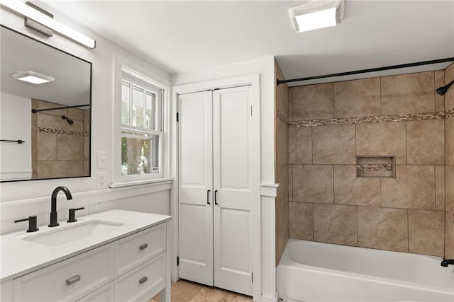 315 Pine St, Saint Simons Island, GA 31522 - bathroom featuring vanity, bathing tub / shower combination, and tile patterned flooring