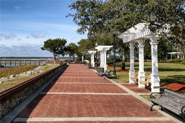 view of community featuring a pergola