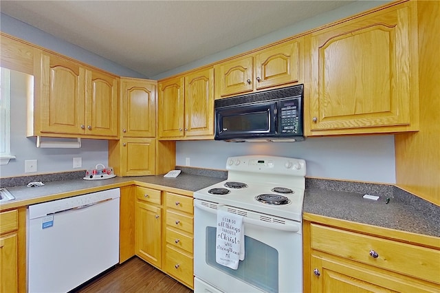 20 Marla St, Hoboken, GA 31542 - kitchen featuring white appliances, dark wood finished floors, and dark countertops