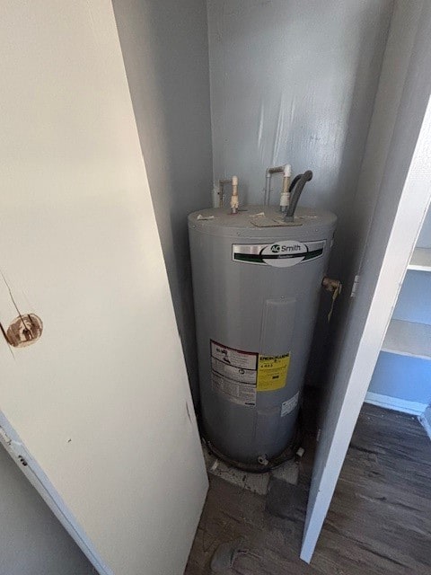 utility room featuring water heater